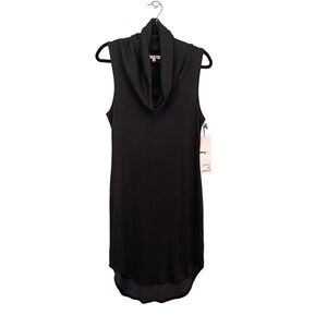 SPIRIT OF GRACE Dress Womens L Mini Cowl Neck Sleeveless Stretch Black NWT
